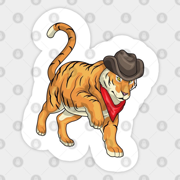 Tiger Cowboy Cowboy hat Sticker by Markus Schnabel